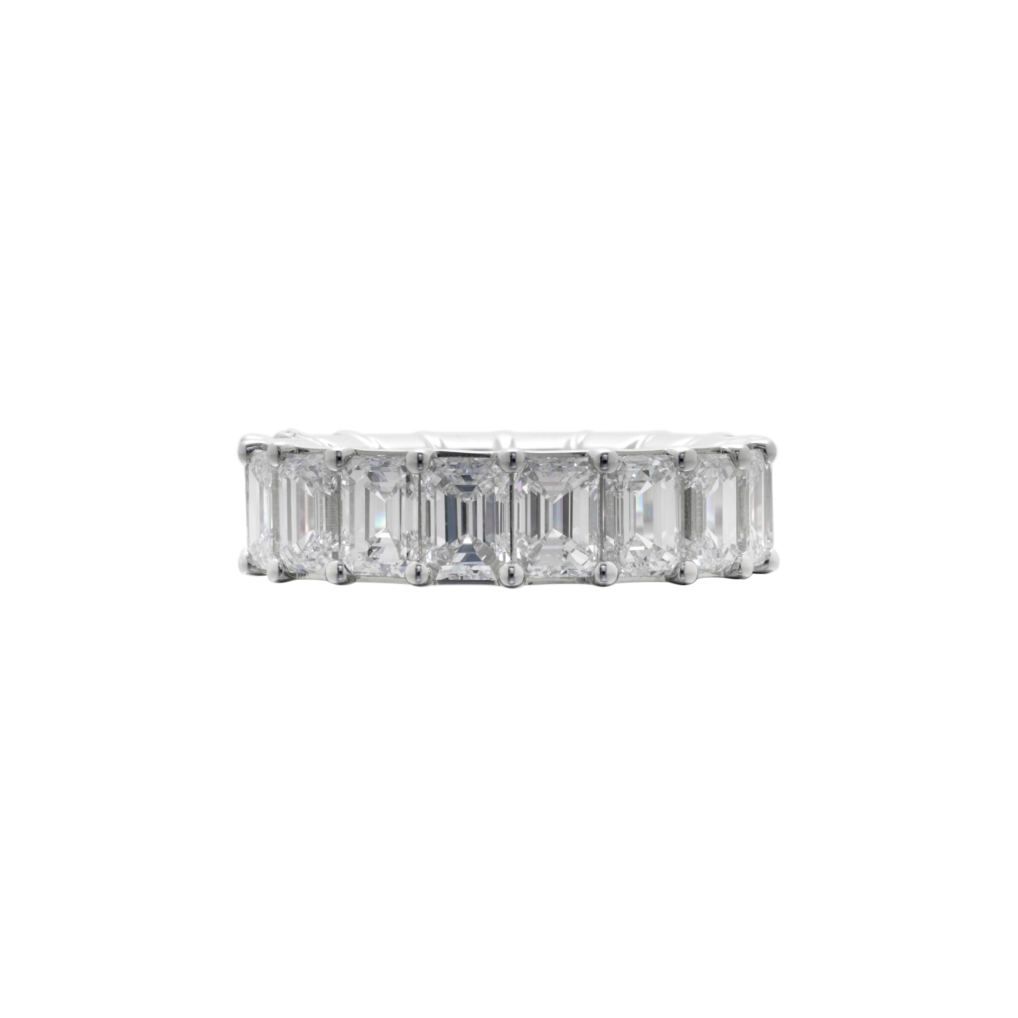 White Gold and 7.25ctw Emerald Cut Diamond Eternity Band Ring — view 1