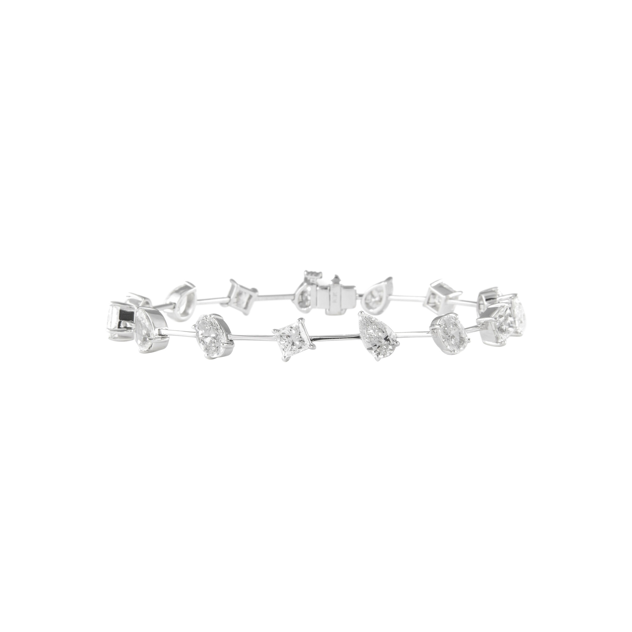 White Gold and 7.50ctw Fancy Cut Diamond Bracelet — view 1