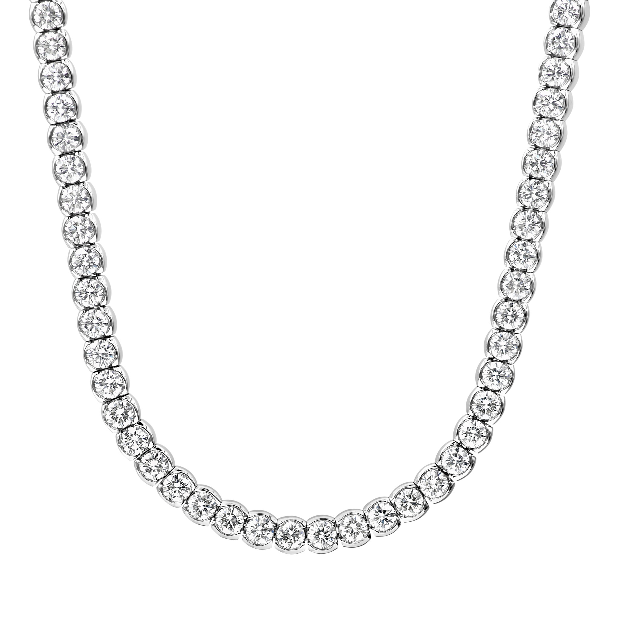 White Gold and 8.01ct Diamond Tennis Necklace  — view 1
