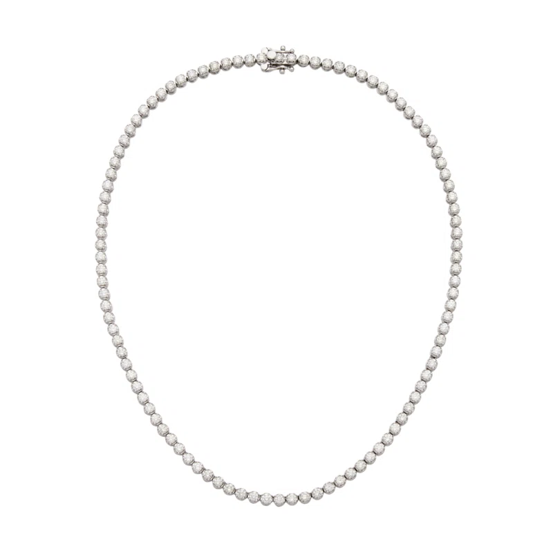 White Gold and 8.25ctw Round Brilliant Cut Diamond Tennis Necklace