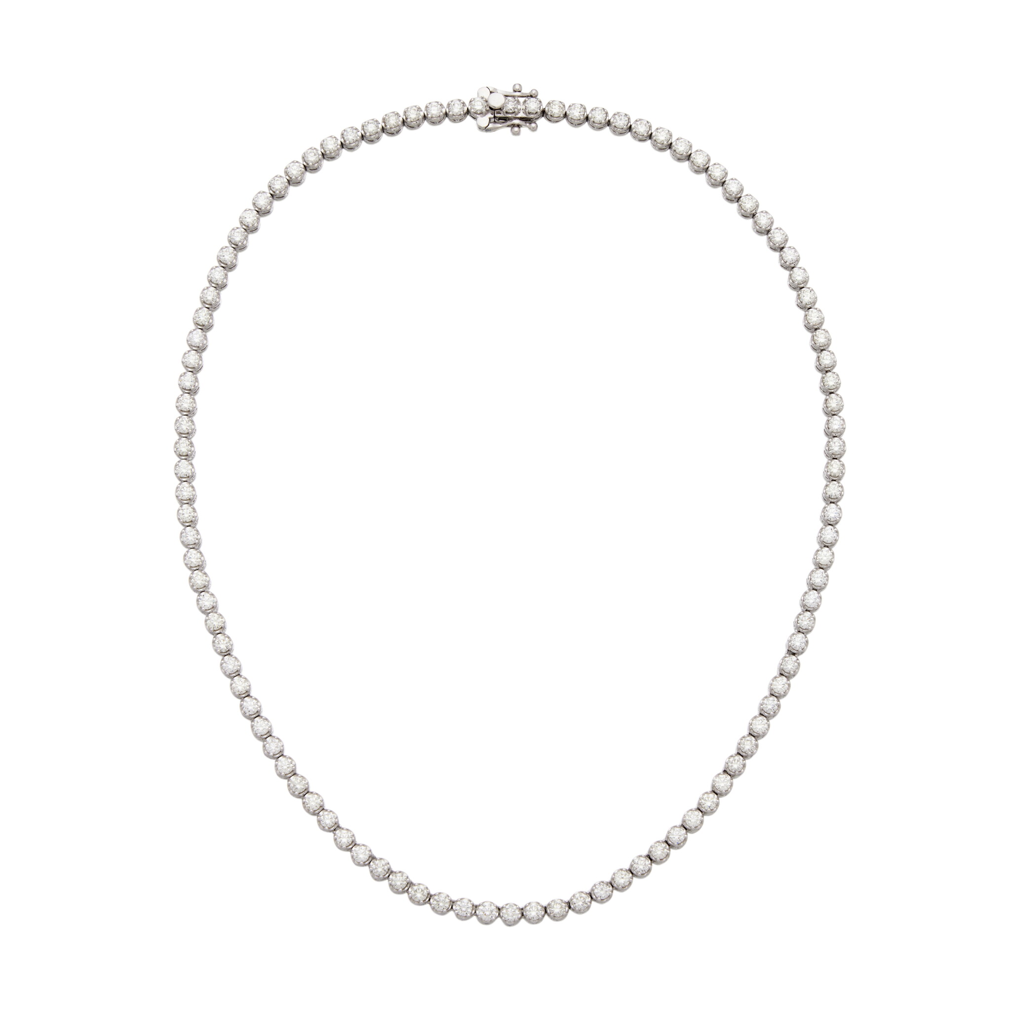 White Gold and 8.25ctw Round Brilliant Cut Diamond Tennis Necklace — view 1