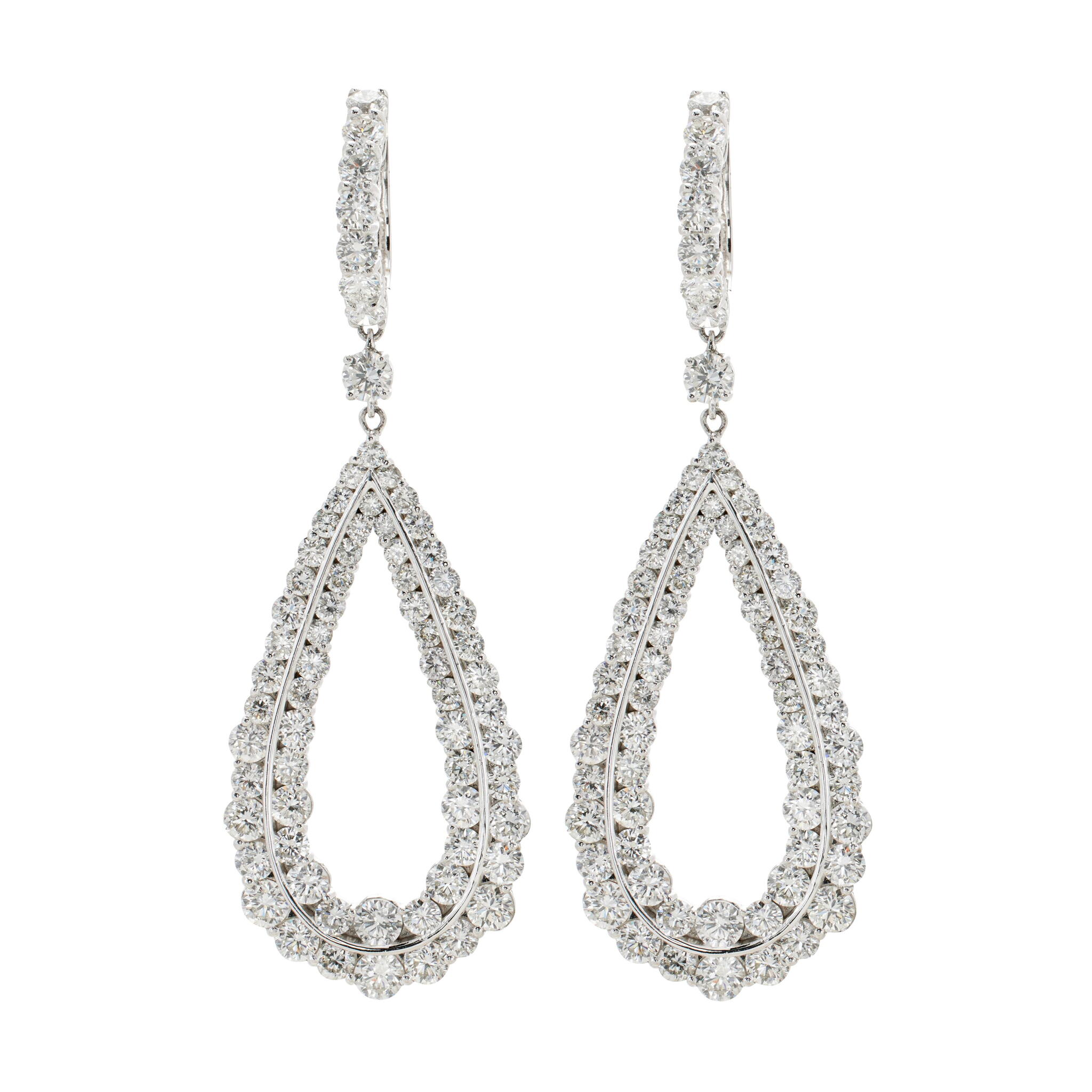 White Gold and 8.40ctw Diamond Drop Earrings — view 1