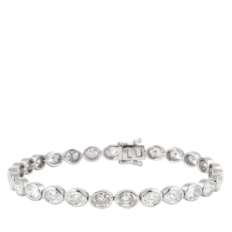 White Gold and 8.45ct Oval Cut Diamond Line Bracelet