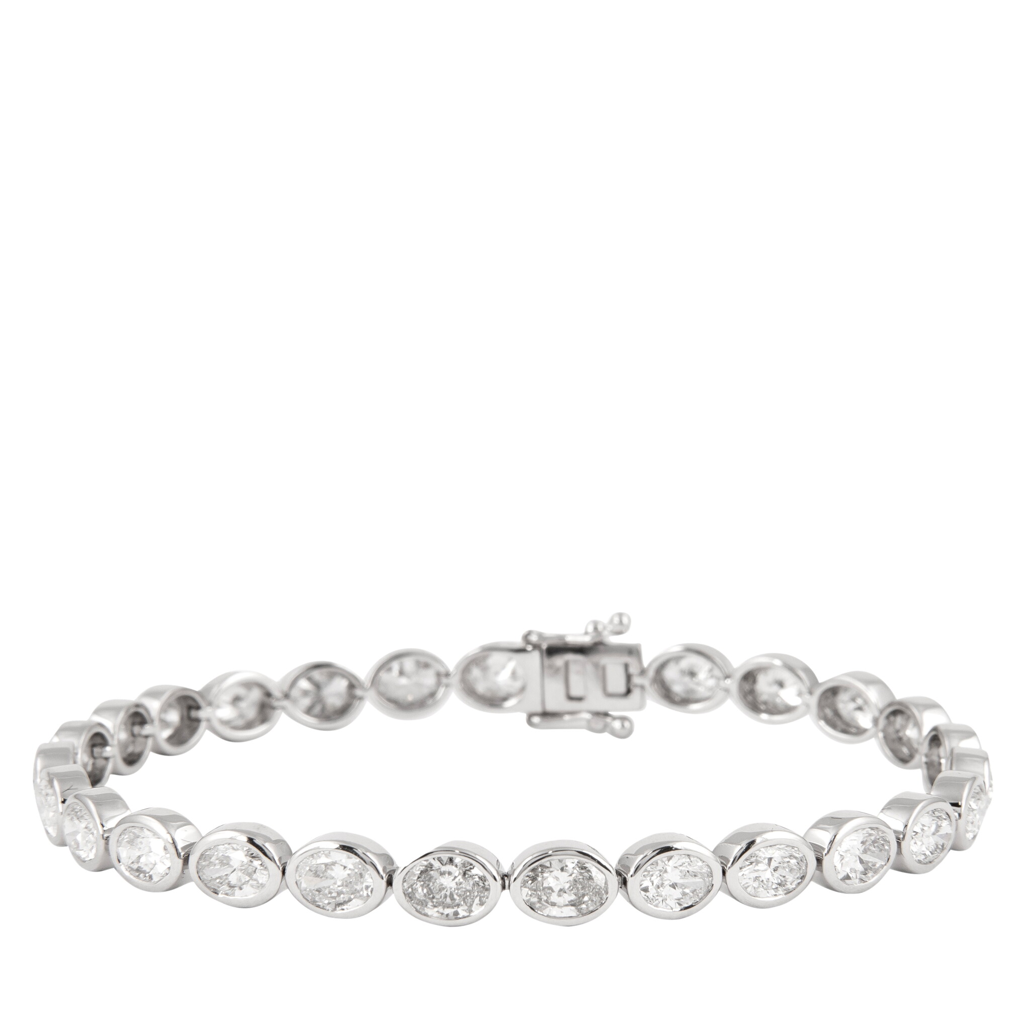 White Gold and 8.45ct Oval Cut Diamond Line Bracelet — view 1