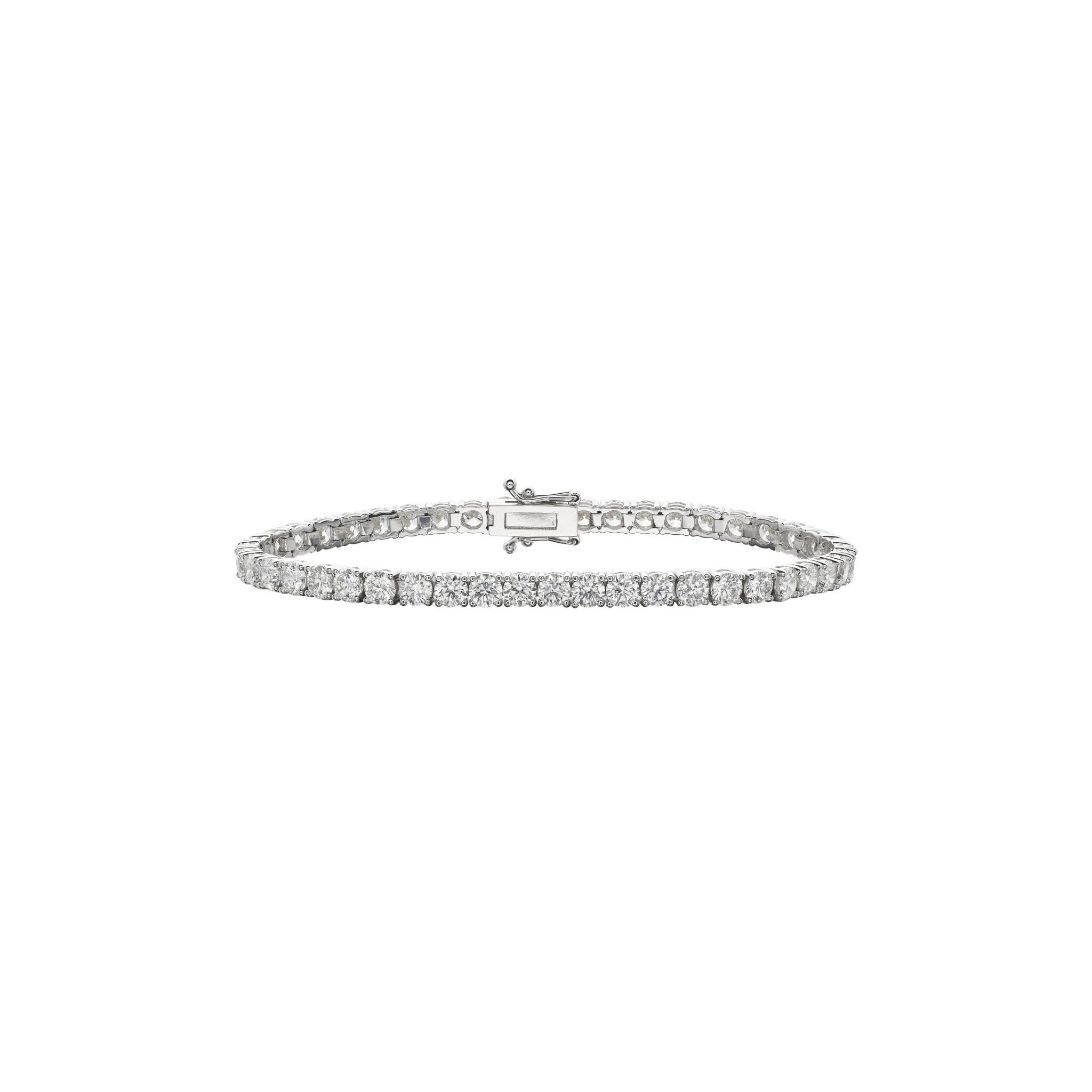 White Gold and 8.70ctw Round Brilliant Cut Diamond Tennis Bracelet — view 1