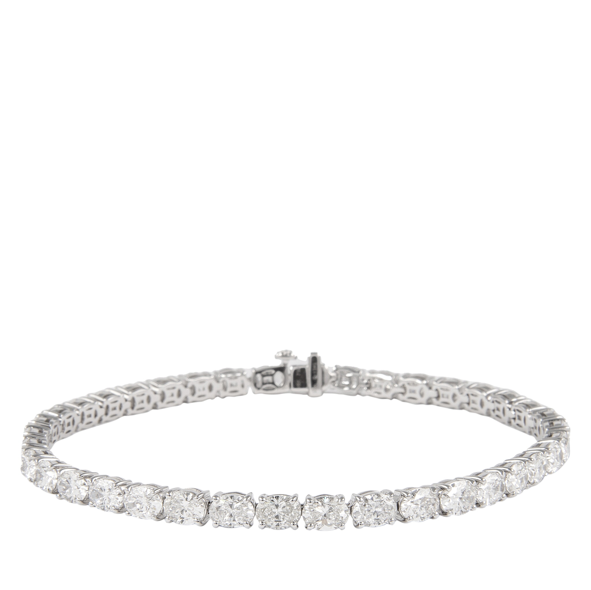 White Gold and 8.80ctw Oval Cut Diamond Tennis Bracelet  — view 1