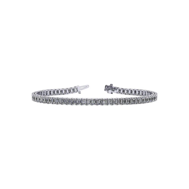White Gold and 8.50ctw Emerald Cut Diamond Tennis Bracelet