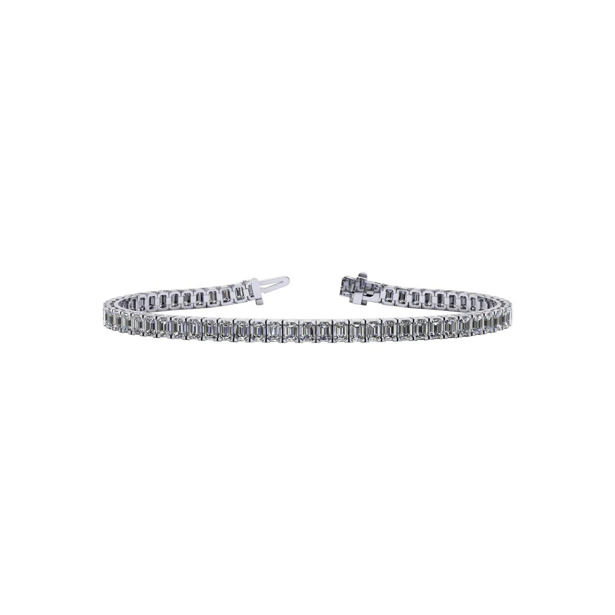 White Gold and 8.50ctw Emerald Cut Diamond Tennis Bracelet — view 1