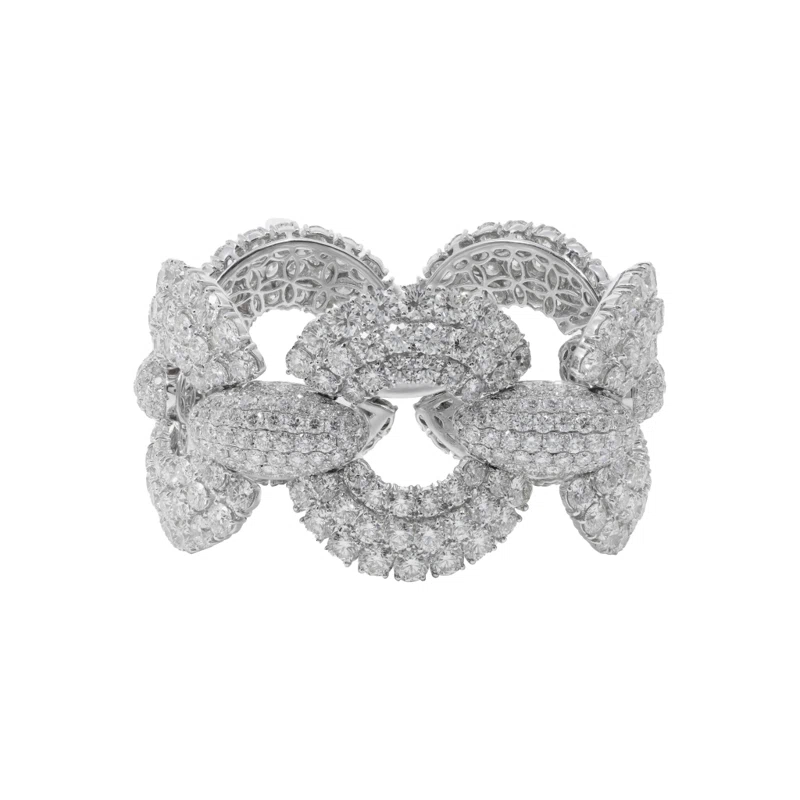 White Gold and 80.00ctw Round Brilliant Cut Diamond Link Bracelet