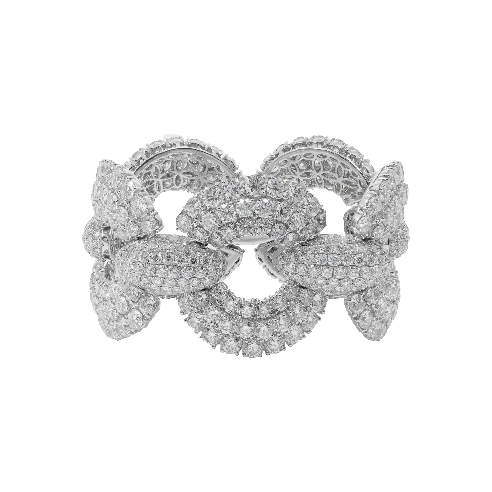 White Gold and 80.00ctw Round Brilliant Cut Diamond Link Bracelet — view 1