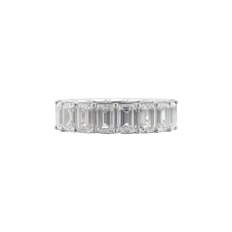 White Gold and 8.00-8.99ctw Emerald Cut Diamond Eternity Band Ring