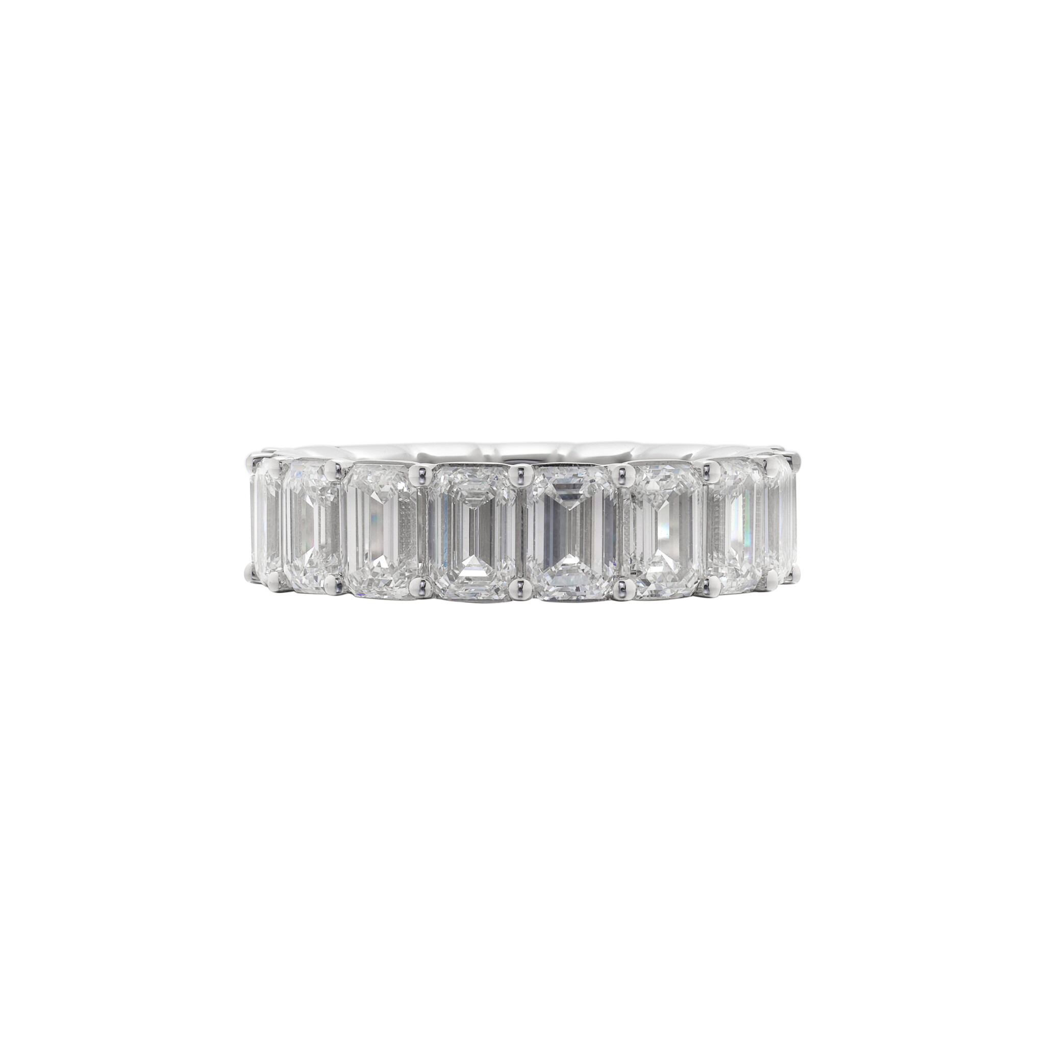 White Gold and 8.00-8.99ctw Emerald Cut Diamond Eternity Band Ring — view 1