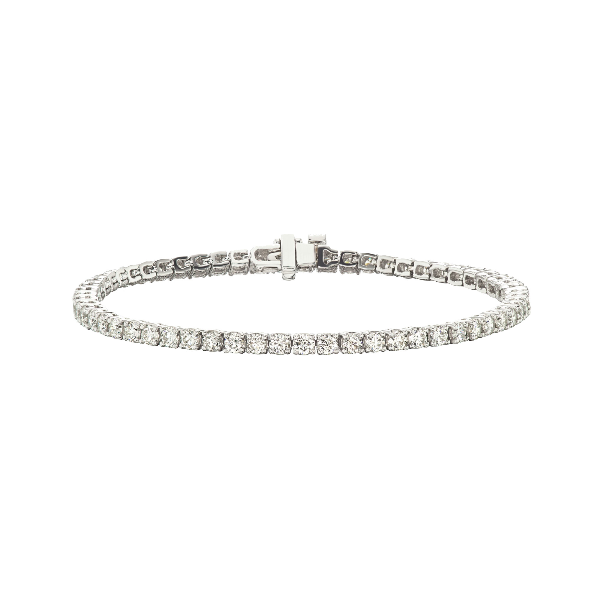 White Gold and 8.00-8.99ctw Round Brilliant Cut Diamond Tennis Bracelet — view 1