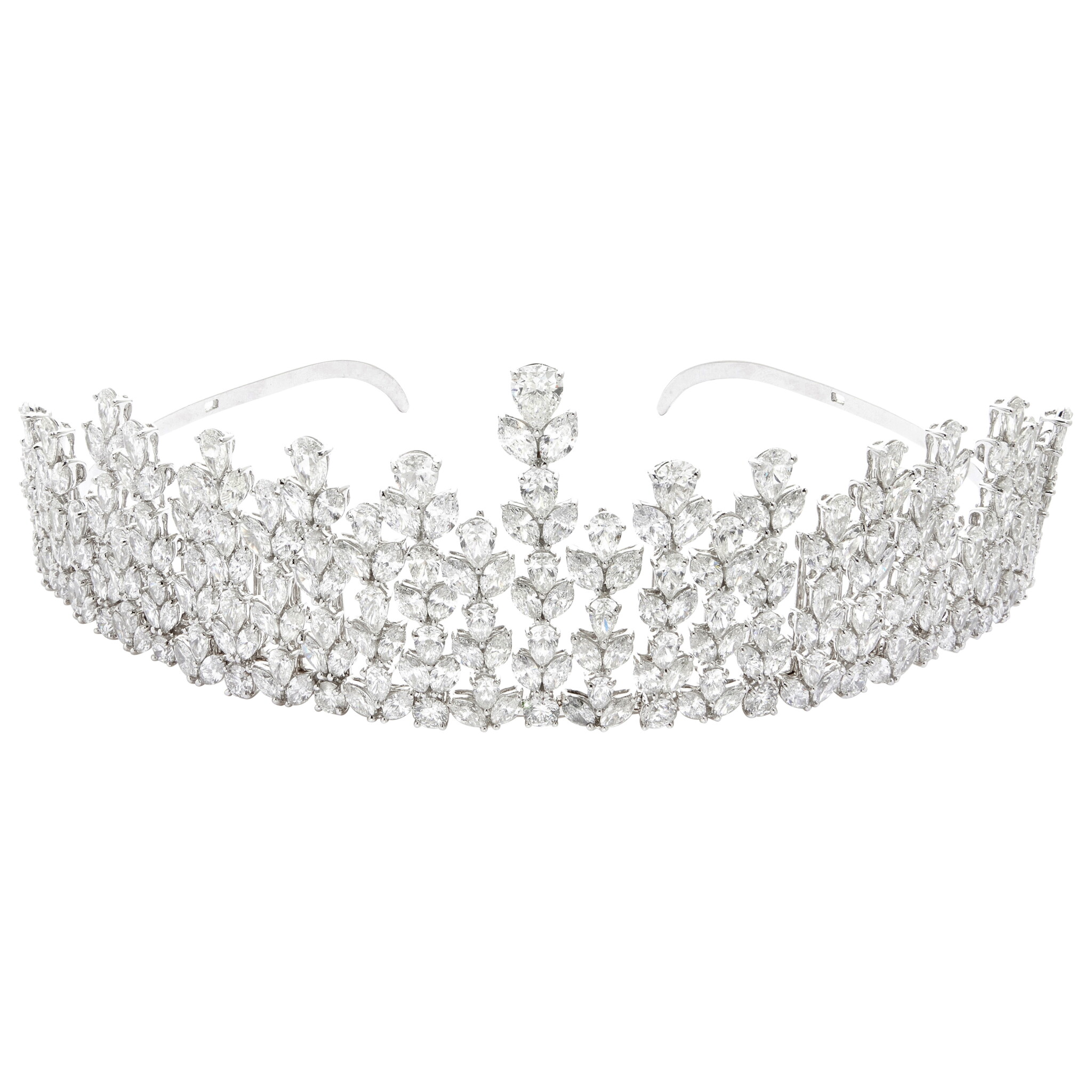 White Gold and 81.85ctw Diamond Convertible Necklace and Tiara — view 1