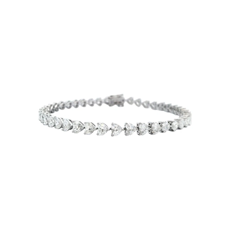 White Gold and 8.80ctw Heart Shape Diamond Tennis Bracelet