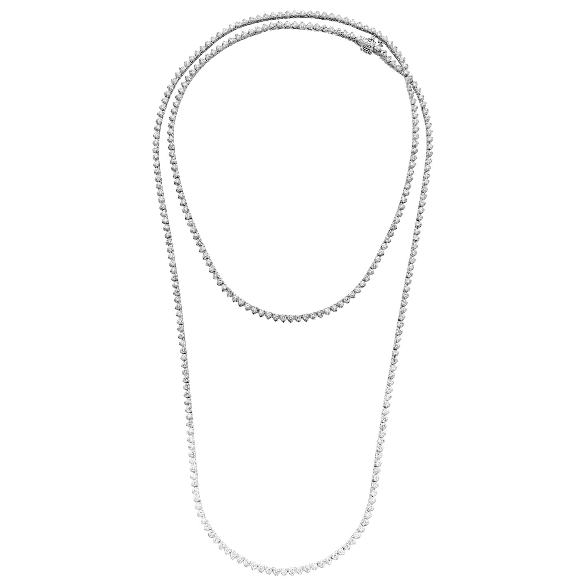 White Gold and 9.20ctw Diamond Tennis Necklace — view 1