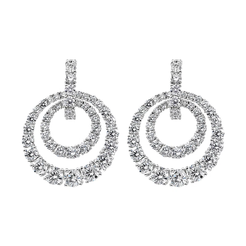 White Gold and 9.35ct Diamond Circular Drop Earrings