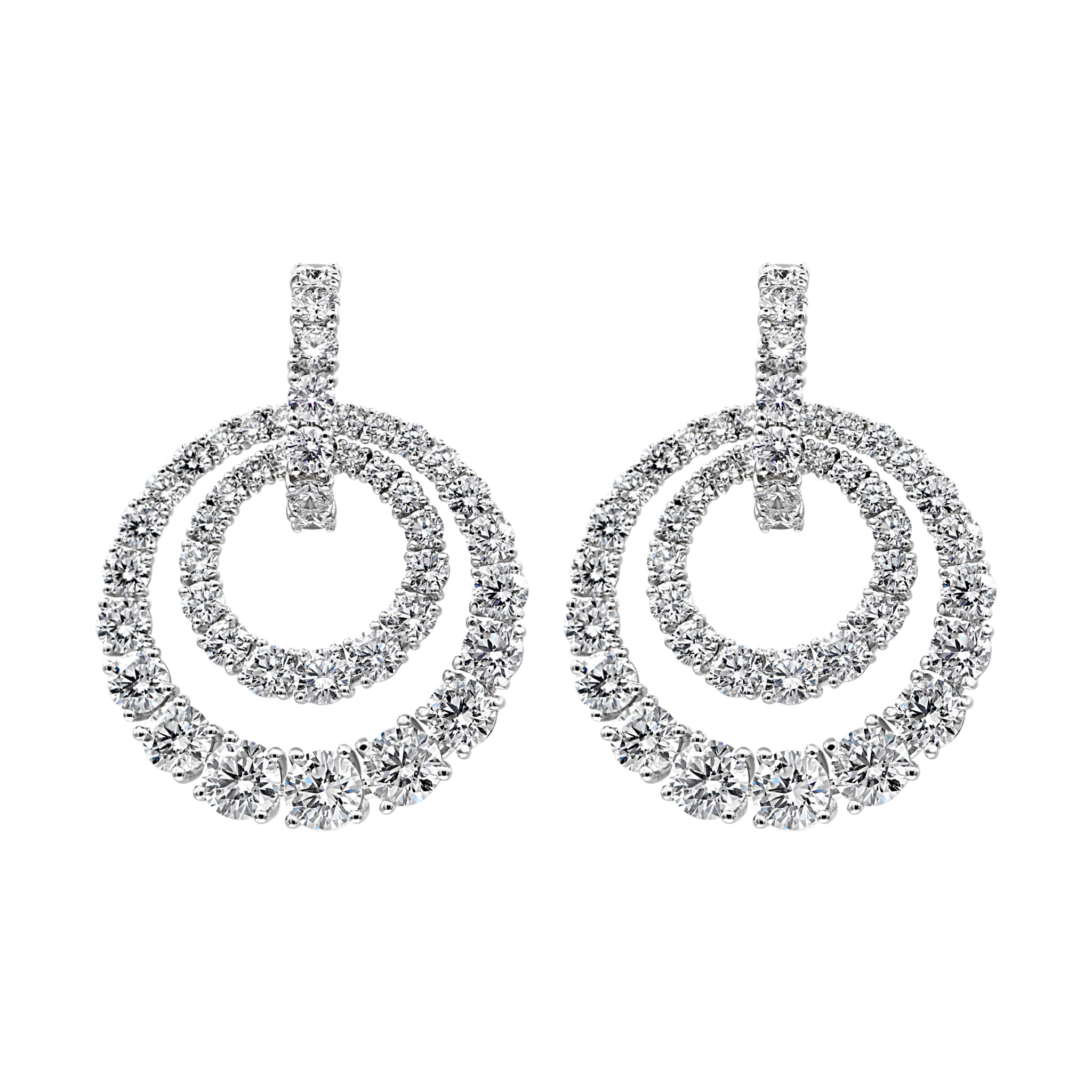 White Gold and 9.35ct Diamond Circular Drop Earrings — view 1