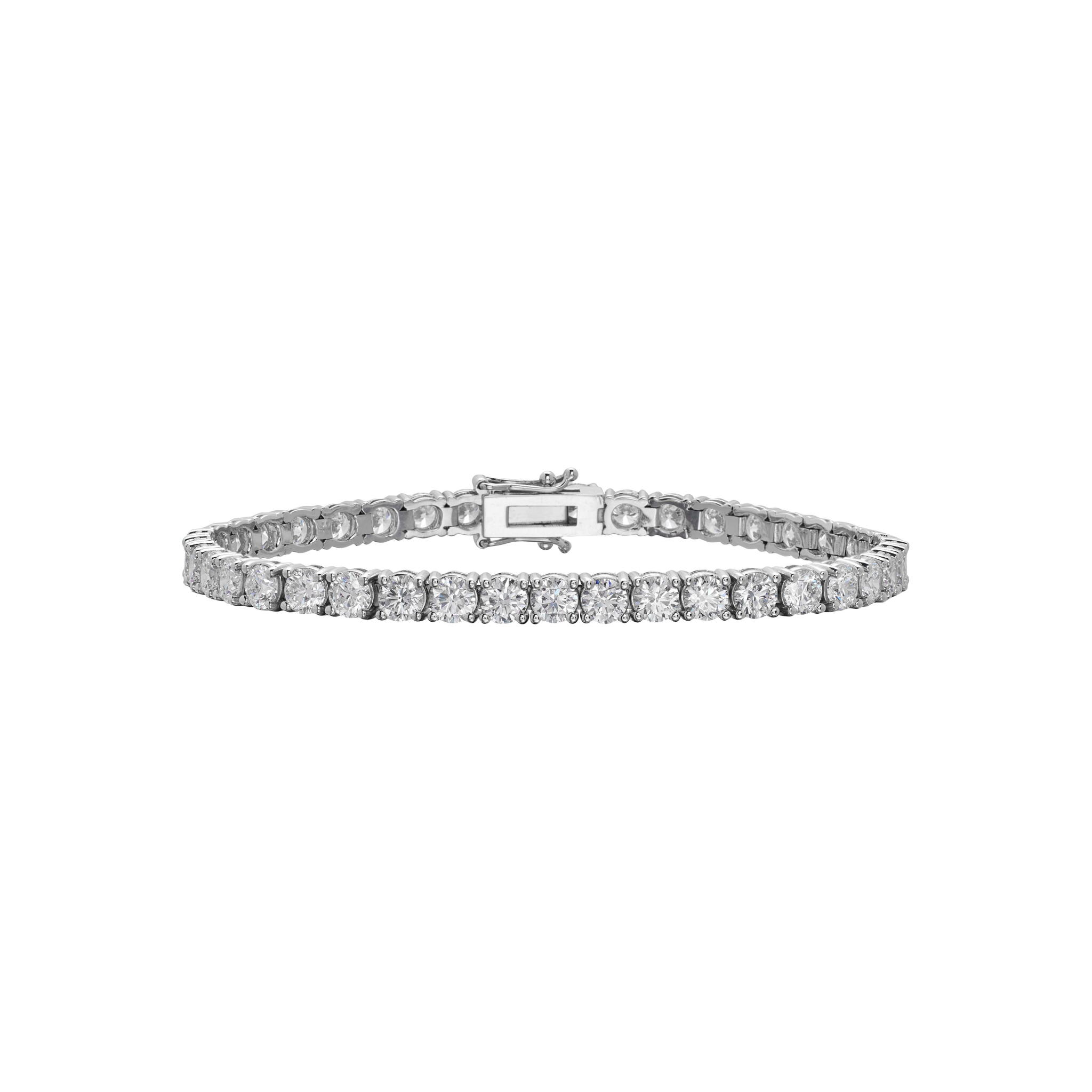 White Gold and 9.80ctw Round Brilliant Cut Diamond Tennis Bracelet — view 1