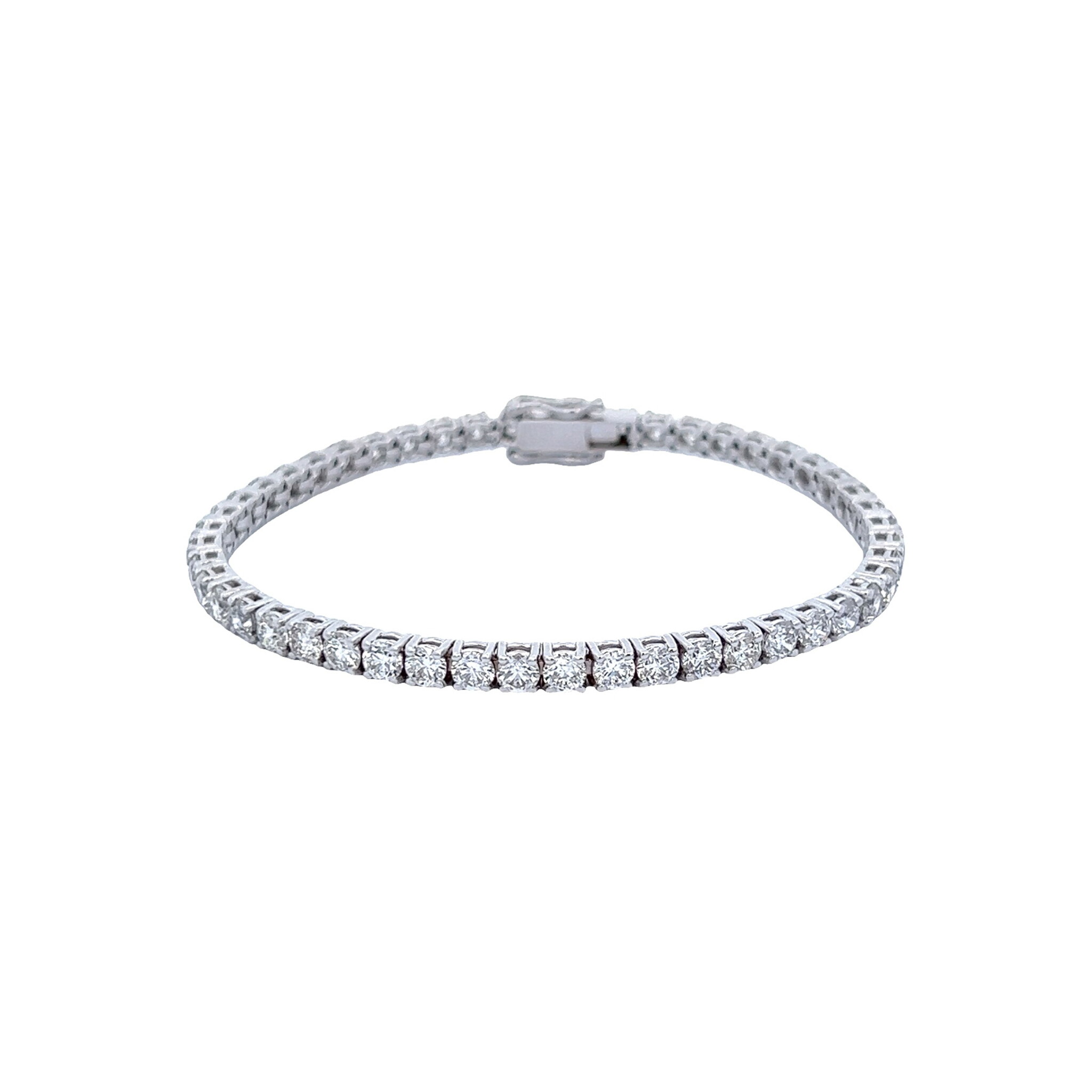 White Gold and 9.15ctw Round Brilliant Cut Diamond Tennis Bracelet — view 1