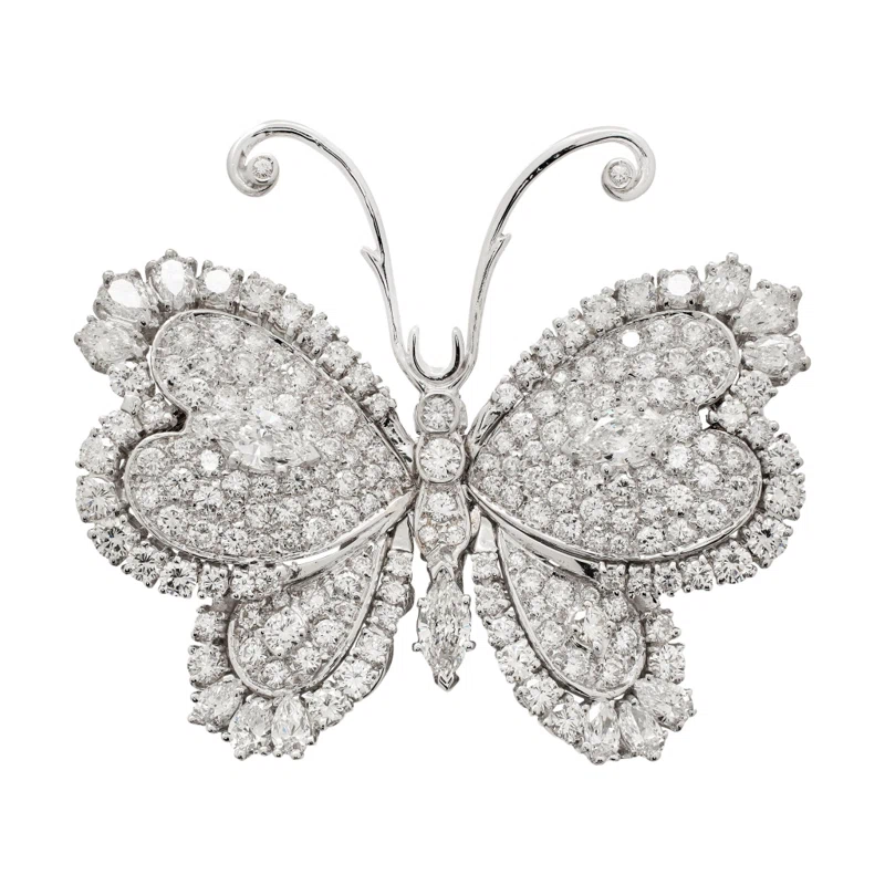 White Gold and Diamond Butterfly Brooch