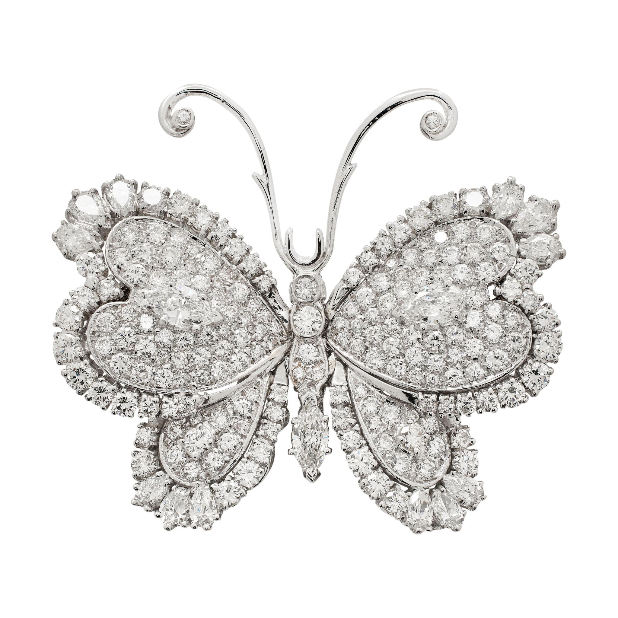 White Gold and Diamond Butterfly Brooch — view 1