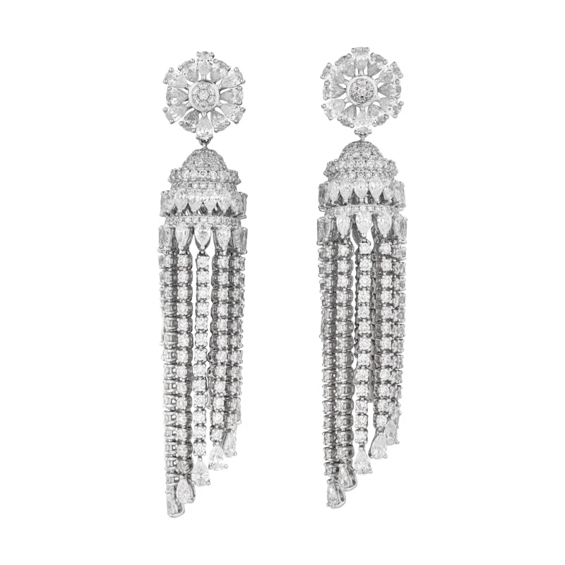 White Gold and Diamond Chandelier Earrings