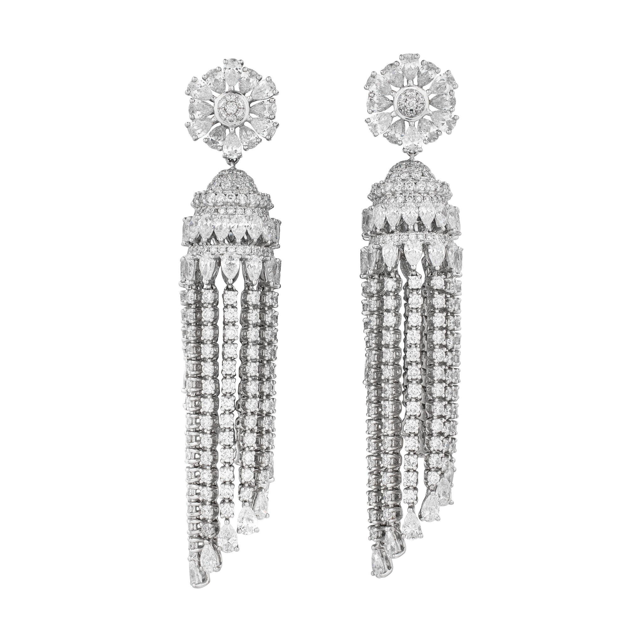 White Gold and Diamond Chandelier Earrings — view 1