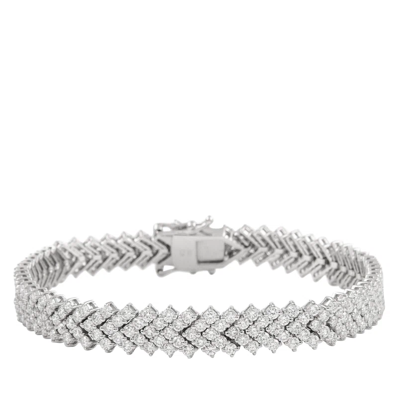 White Gold and 6.55ct Diamond Chevron Line Bracelet