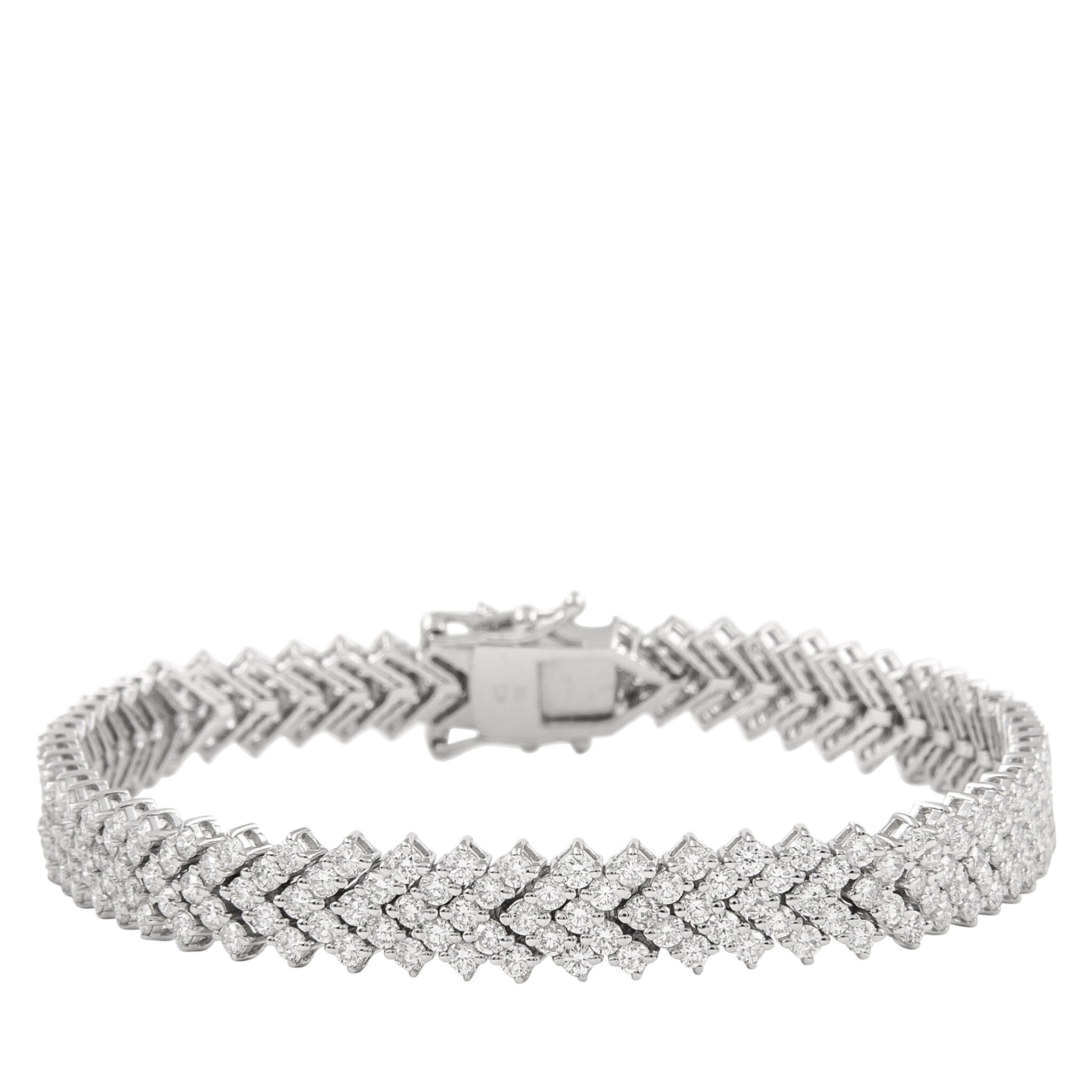 White Gold and 6.55ct Diamond Chevron Line Bracelet — view 1