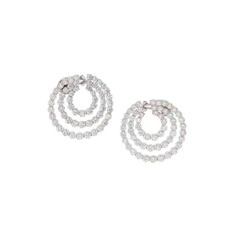 White Gold and Diamond Circular Earclips