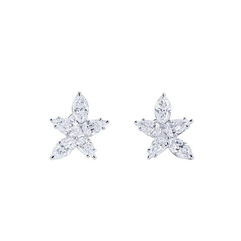 White Gold and Diamond Cluster Earrings
