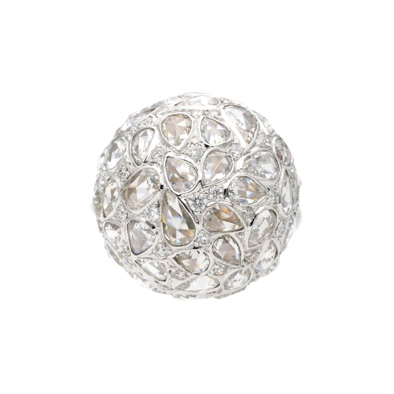 White Gold and Diamond Orb Ring
