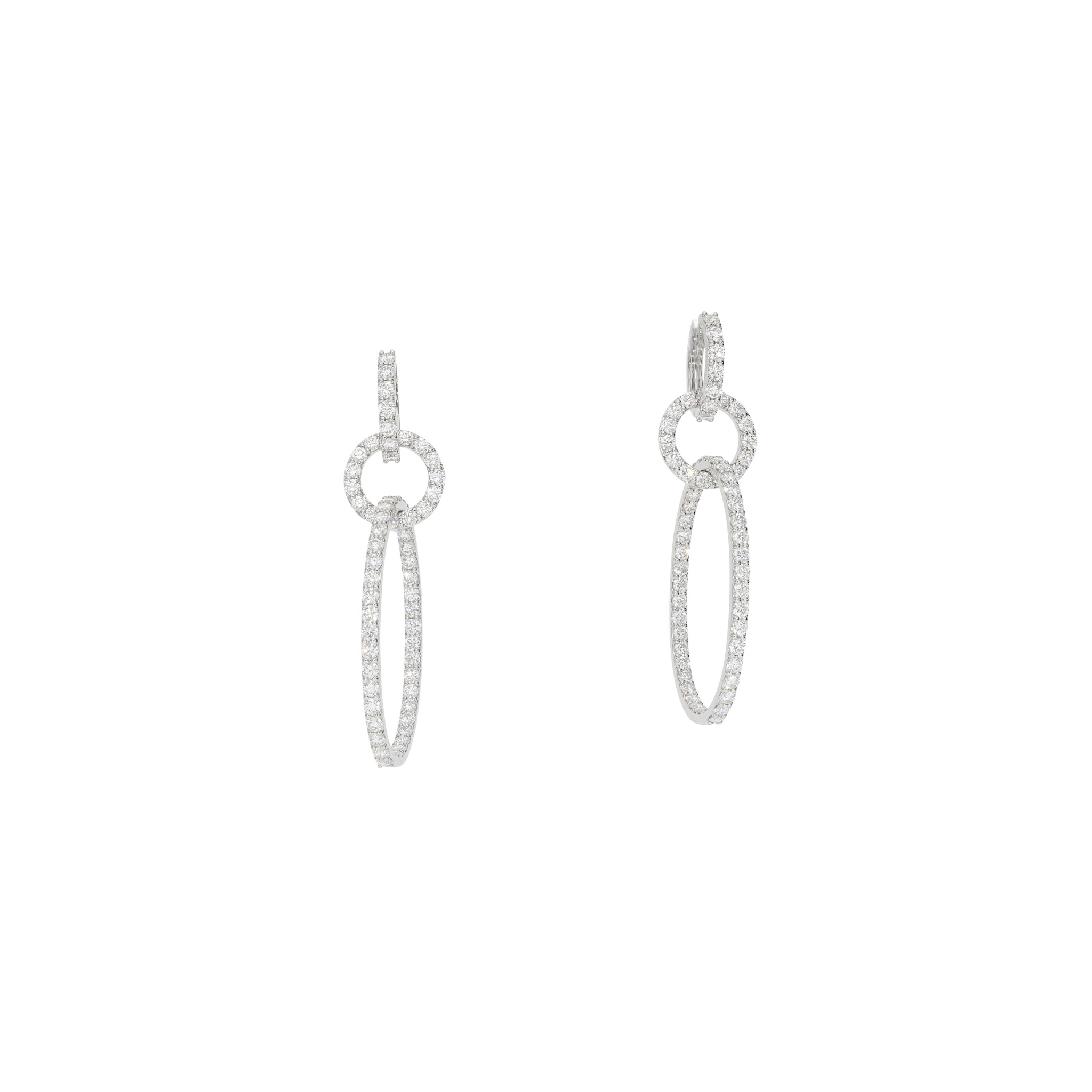 White Gold and Diamond Drop Earrings — view 1