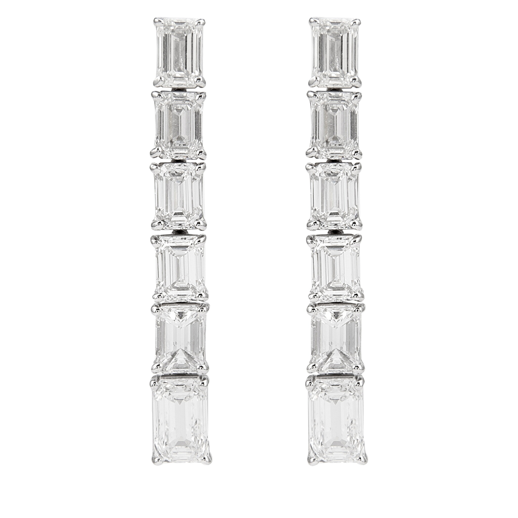 White Gold and Diamond Drop Earrings — view 1