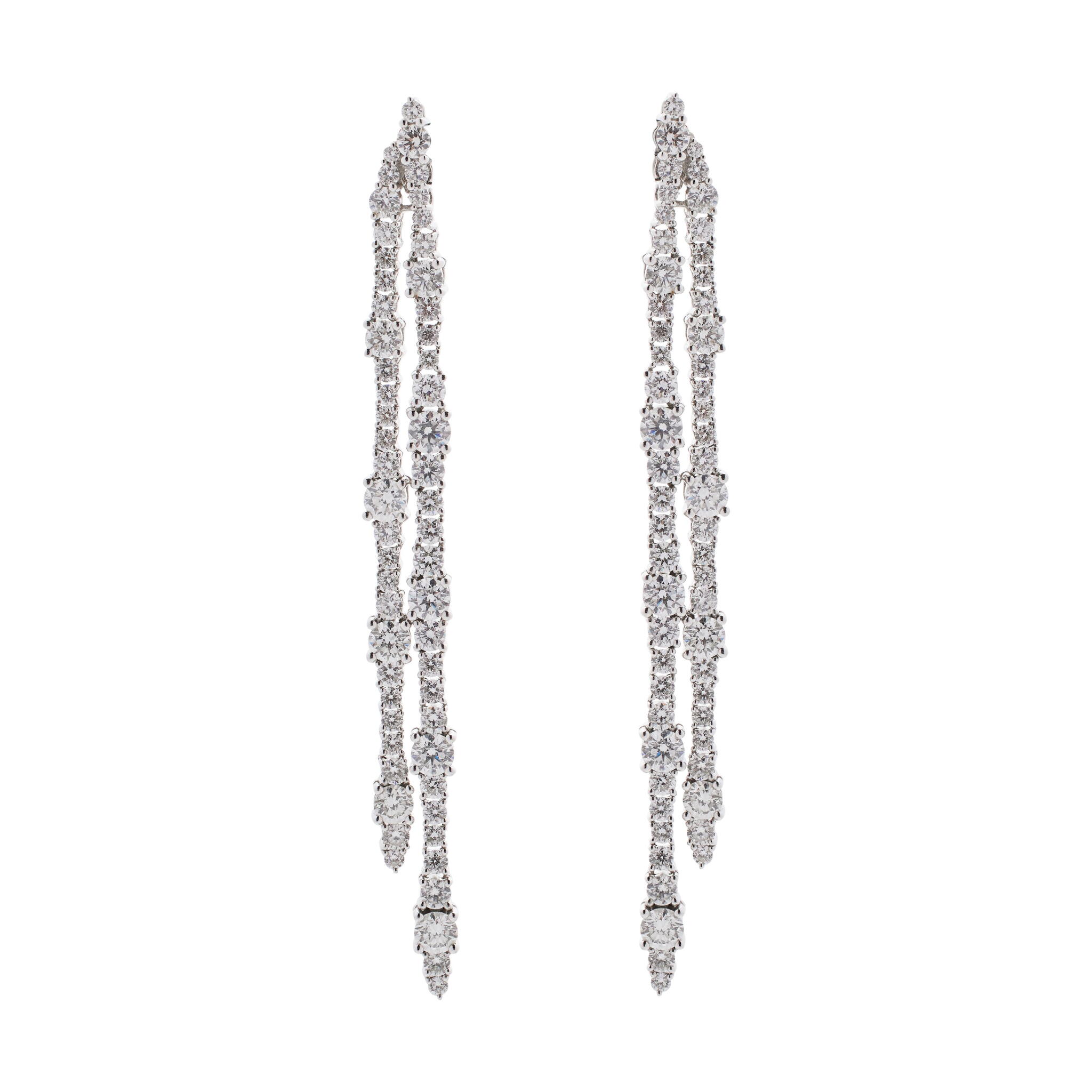 White Gold and Diamond Drop Earrings — view 1