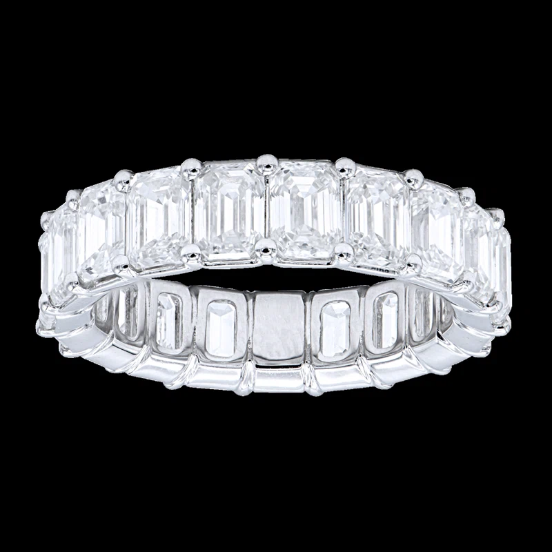 White Gold and 5.50ctw Emerald Cut Diamond Eternity Band Ring