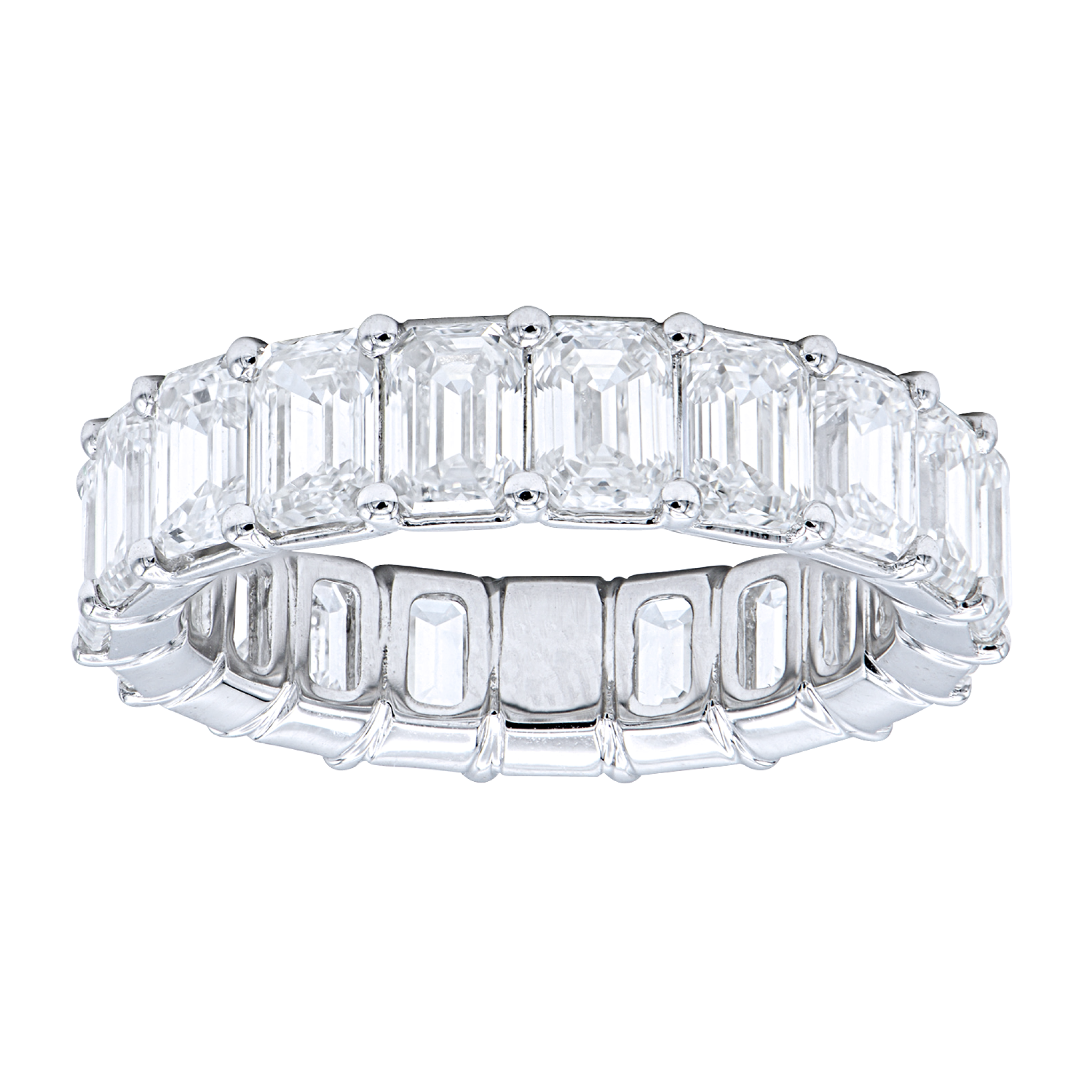 White Gold and 5.50ctw Emerald Cut Diamond Eternity Band Ring — view 1