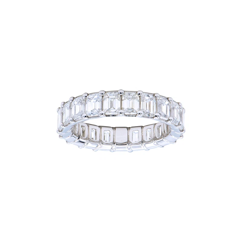 White Gold and 5.35ctw Emerald Cut Diamond Eternity Band Ring