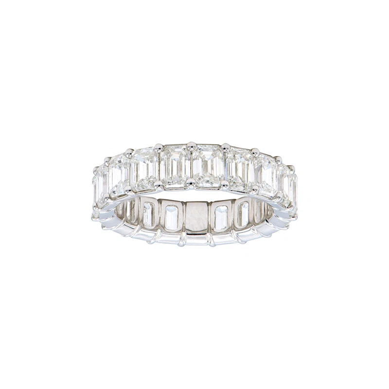 White Gold and 5.85ctw Emerald Cut Diamond Eternity Band Ring