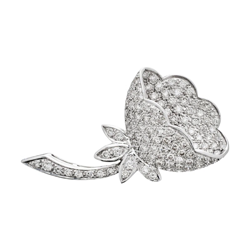 White Gold and Diamond Floral Pendant Brooch