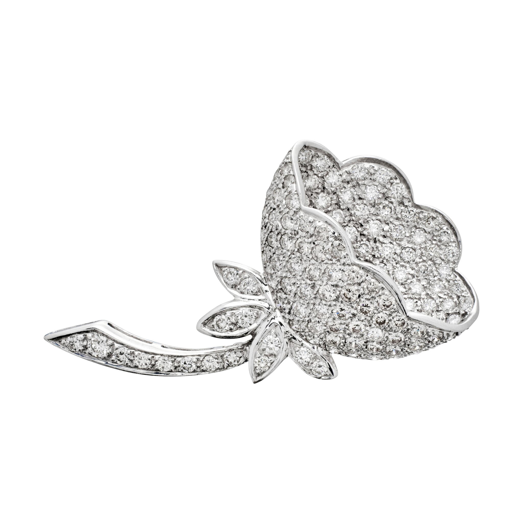 White Gold and Diamond Floral Pendant Brooch — view 1