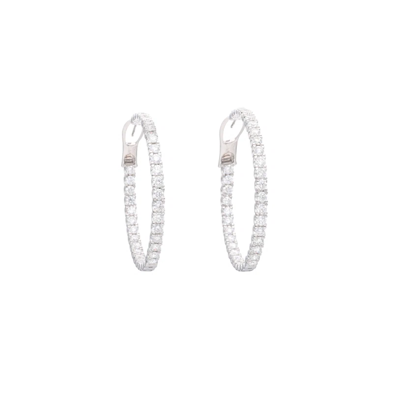 White Gold and 6.85ctw Diamond Hoop Earrings