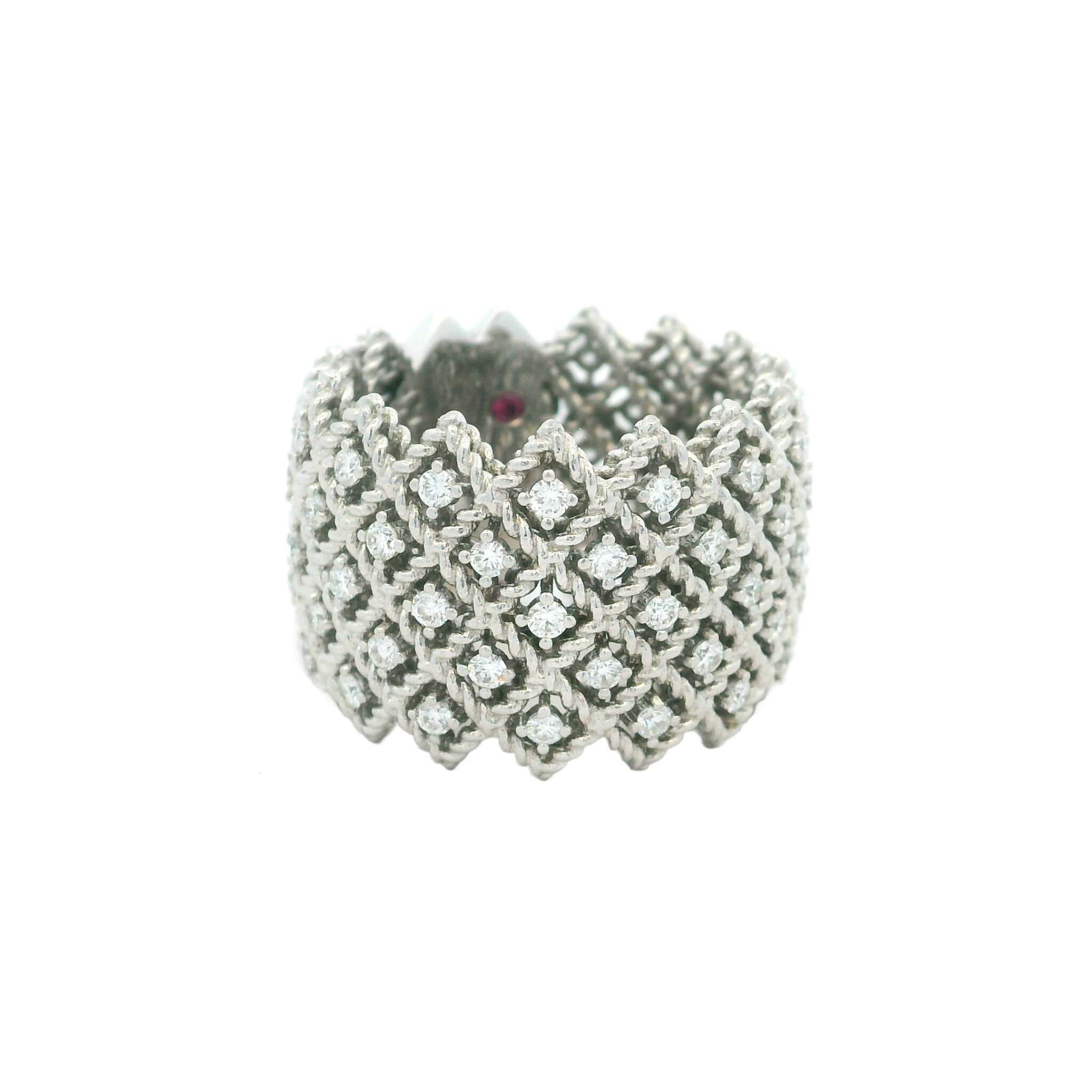 White Gold and Diamond Lattice Ring — view 1