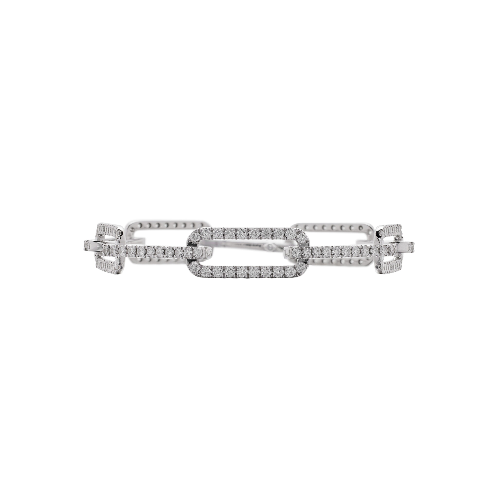 White Gold and Diamond Paperclip Link Bracelet — view 1