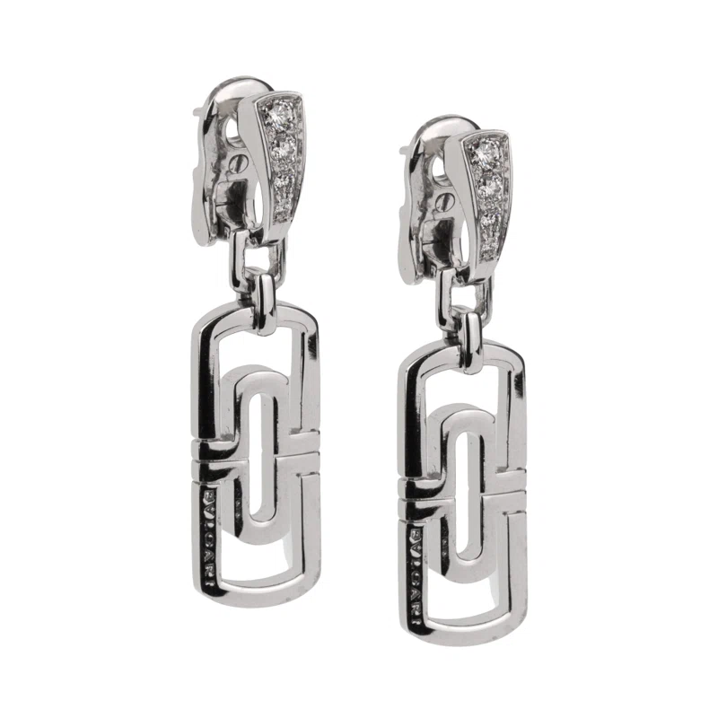 White Gold and Diamond Parentesi Drop Earclips