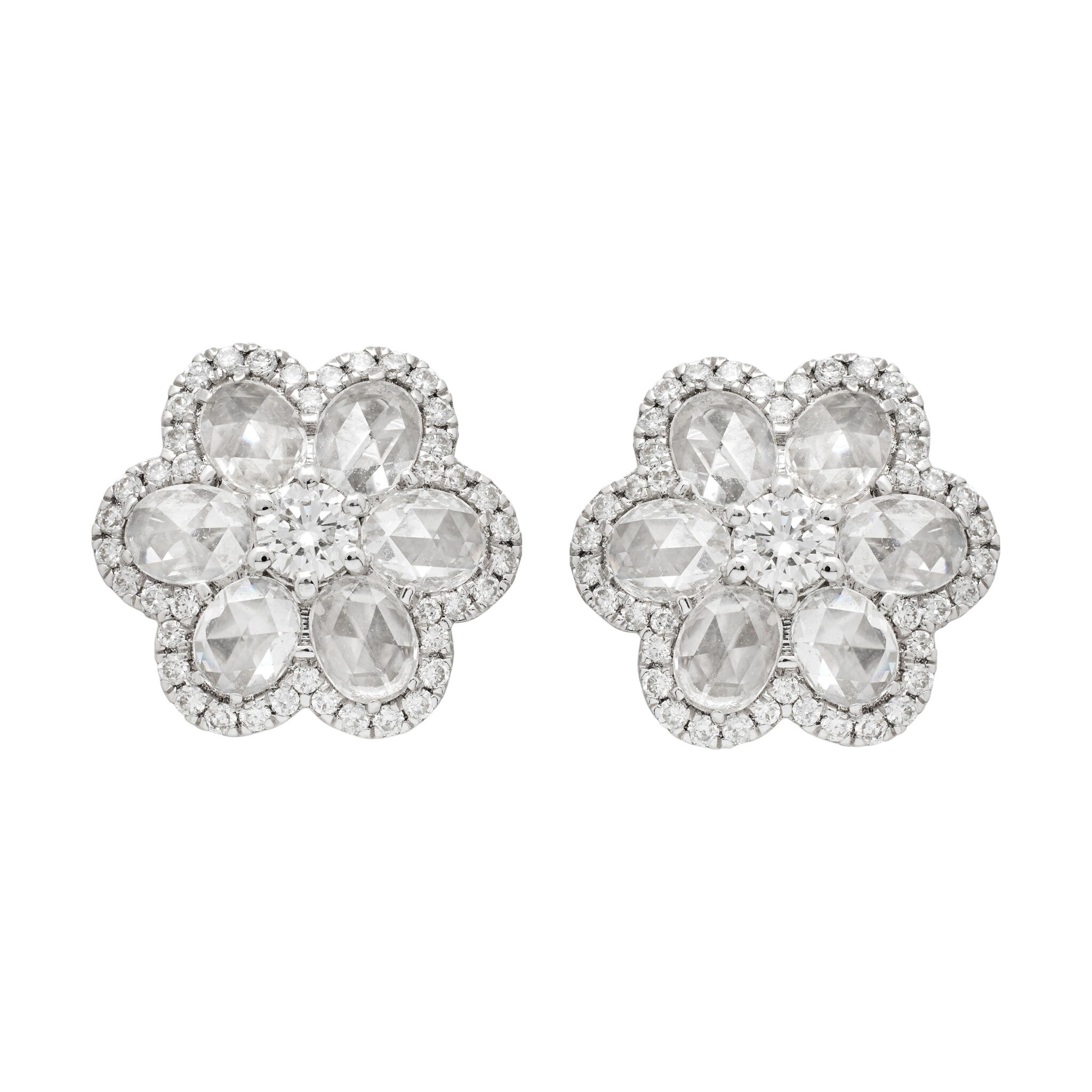 White Gold and Diamond Stud Earrings — view 1