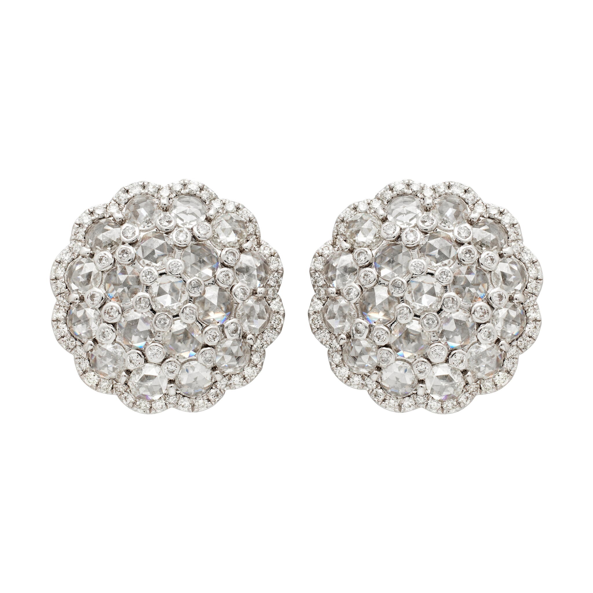 White Gold and Diamond Stud Earrings — view 1