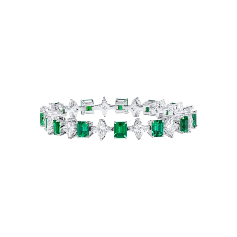 White Gold, 7.96ctw Colombian Emerald and Diamond Bracelet