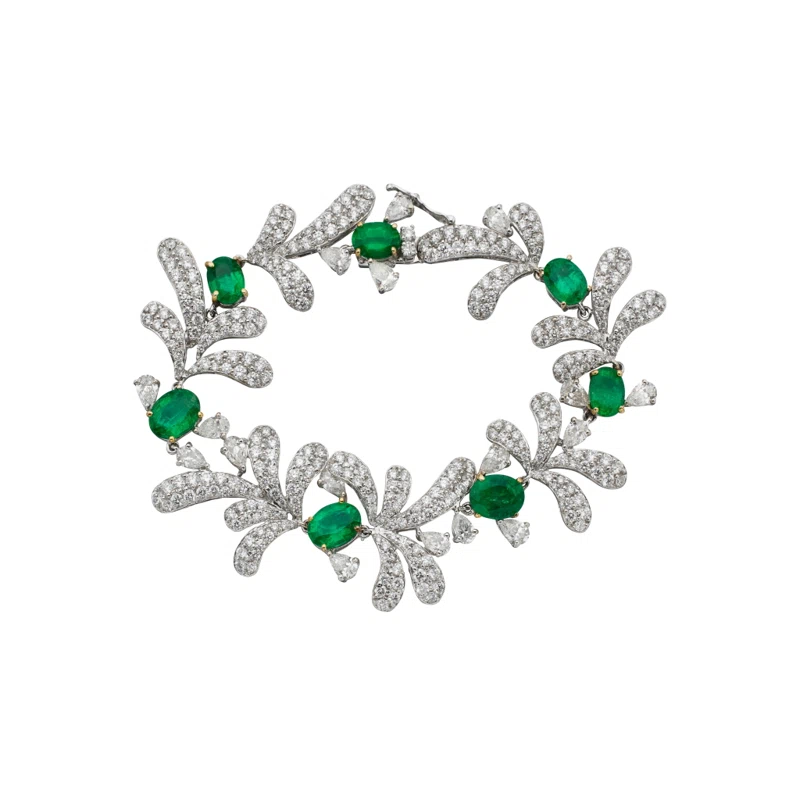White Gold, Emerald and Diamond Bracelet